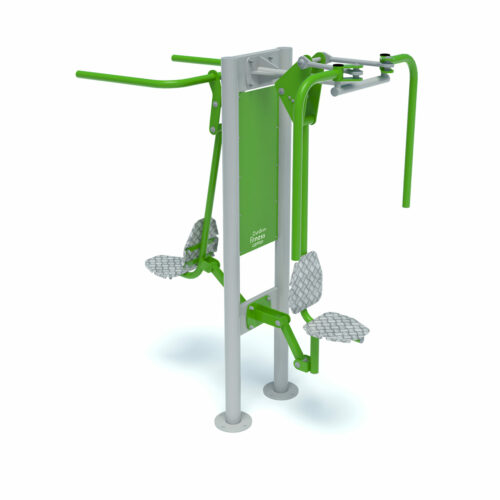 Combi buiten fitnesstoestellen 16 Combineer functionaliteit met duurzaamheid dankzij de onderhoudsarme constructie van onze buiten fitness stations, geschikt voor intensief dagelijks gebruik.